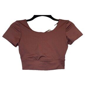 Altar'd State AS Revival Womens Mauve Short Cap Sleeve Cropped Top Sz XS